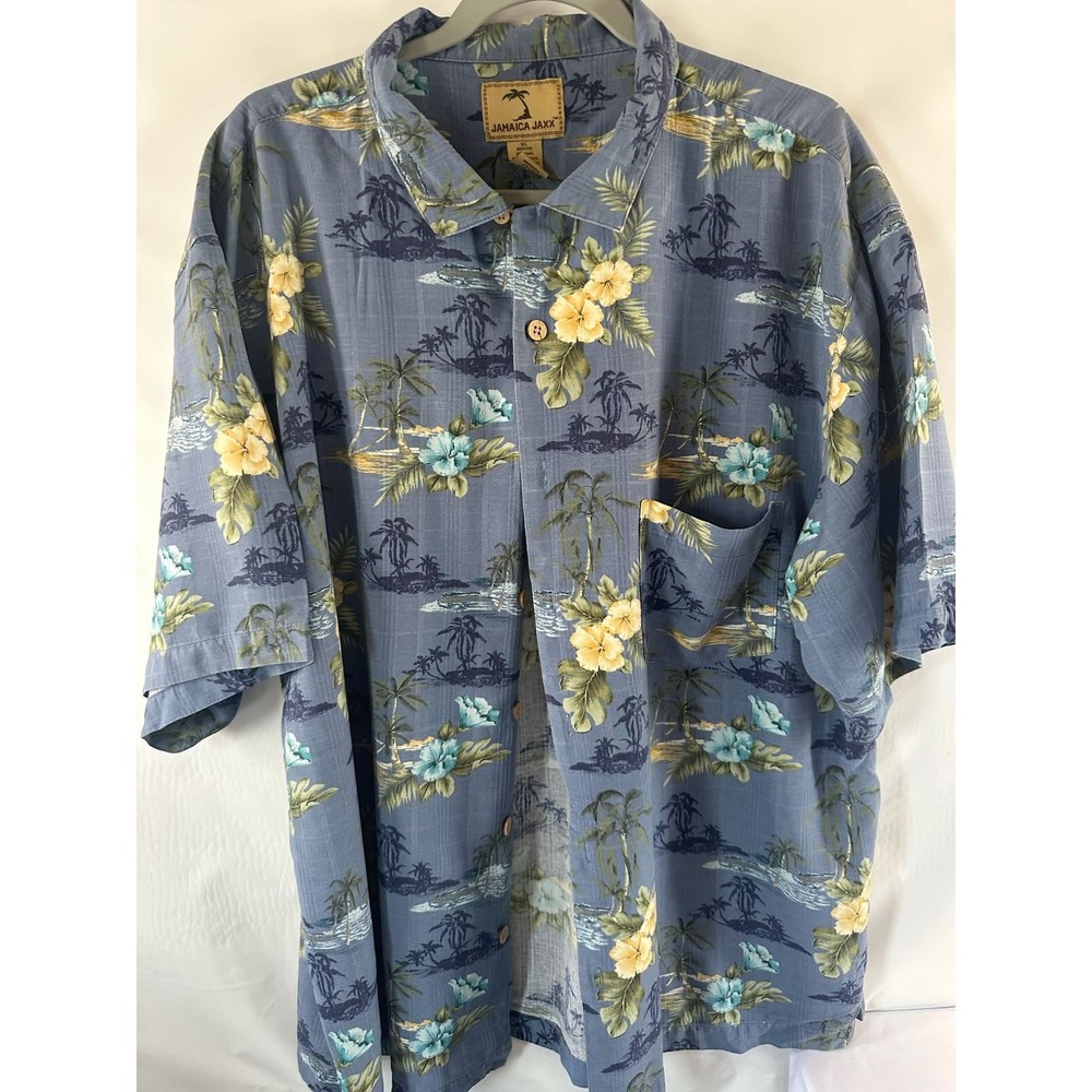 Jamaica Jaxx Hawaiian Shirt‎ Tropical Palm Trees Button Up Shirt XL